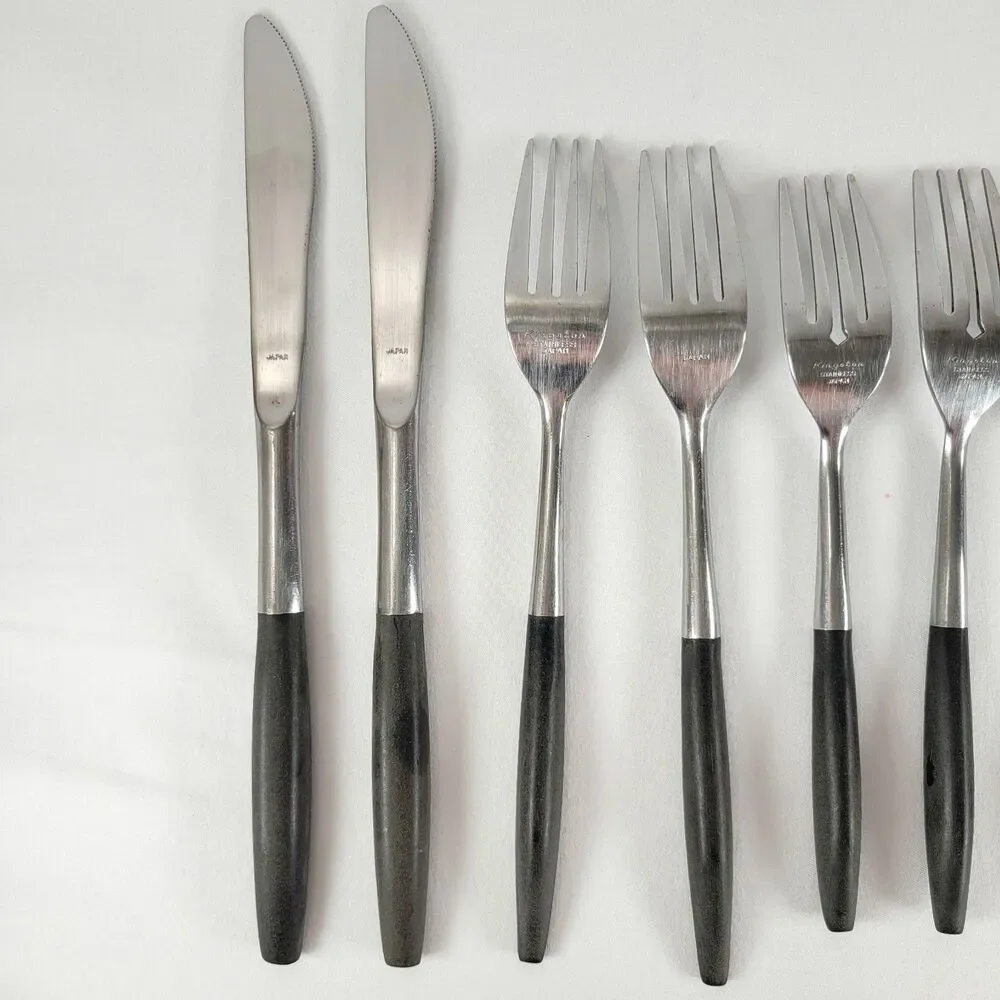 Kingston KGS2 Stainless Flatware Japan Black Handle MCM Minimalist 8-Piece Set